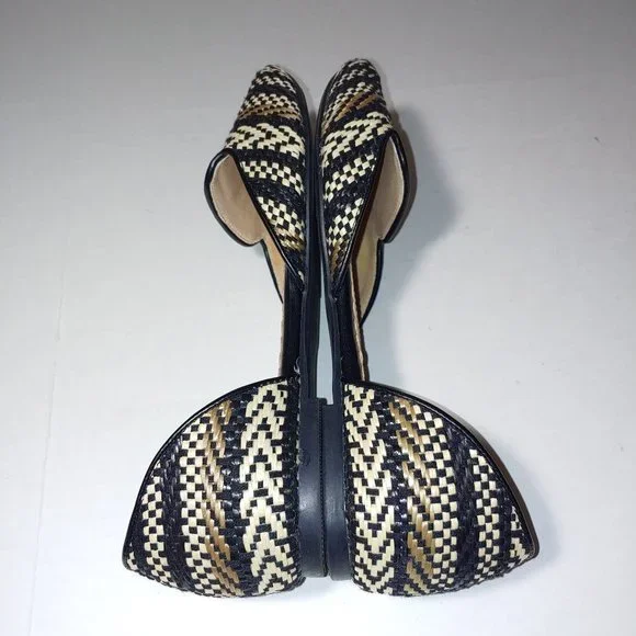 Restricted Woven Flats Size 8 Black Brown Tan - Picture 9 of 9